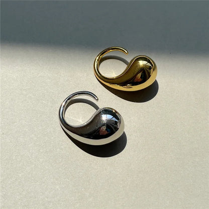 New Fashion Designer Gold/ Silver Color Water Drop Ring Woman.